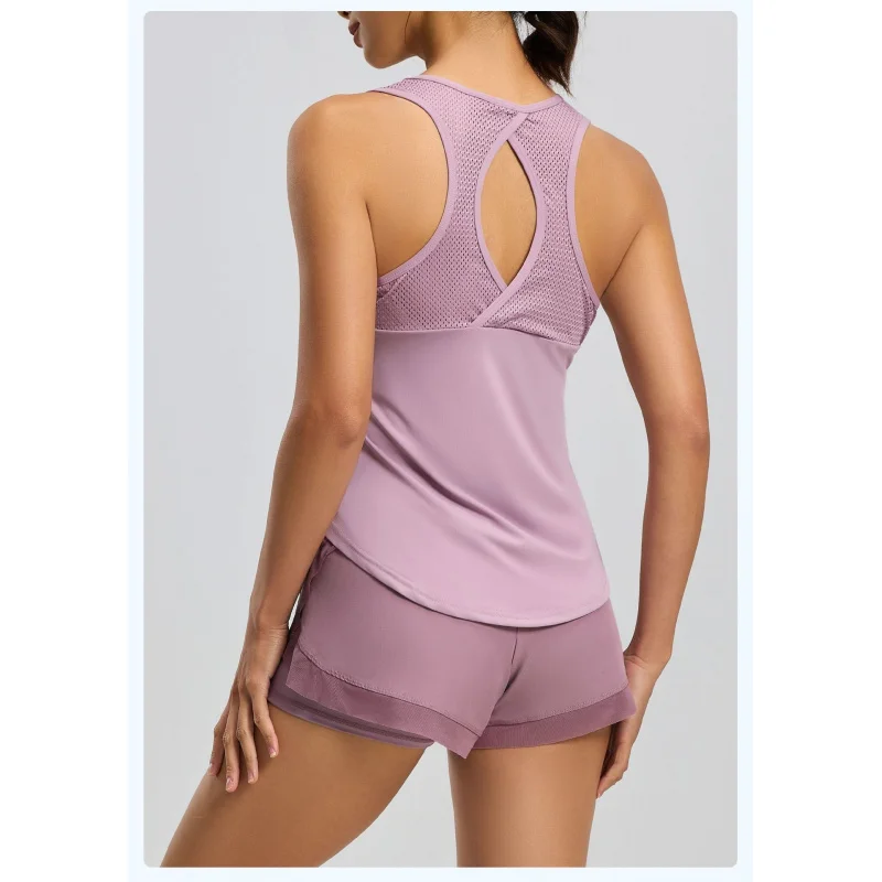 

Juyitang Breathable Sports Vest with Mesh Hollow Design, Beautiful Back Yoga Vest, Barely-there Yoga Wear for Women
