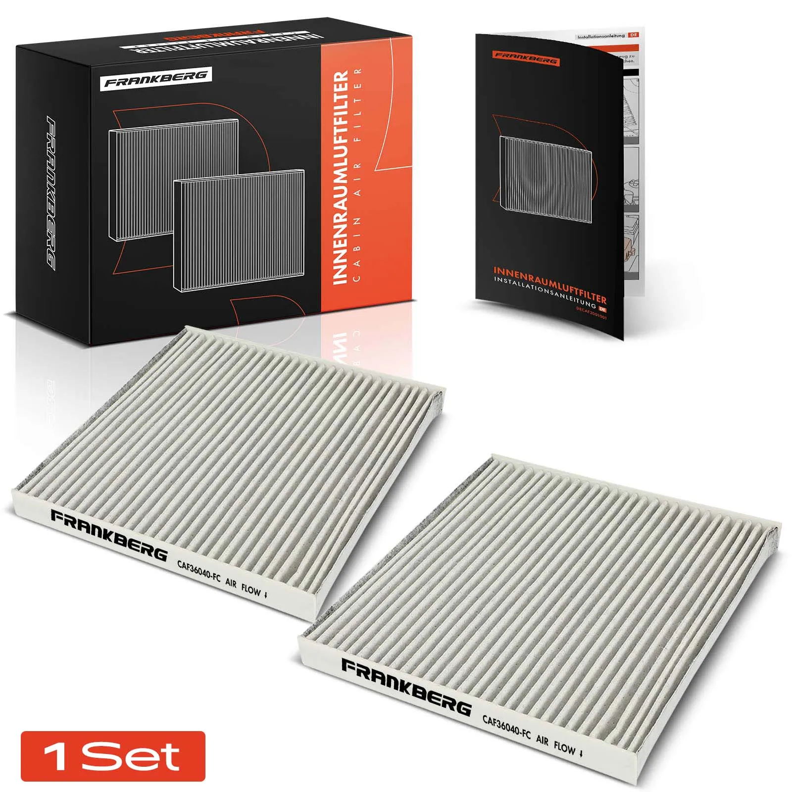 Frankberg 2x Cabinefilter Actieve Kool voor Citroën Jumper Fiat Ducato Peugeot Boxer Opel 1675578080 6447YC 1615646880 6447YCS1