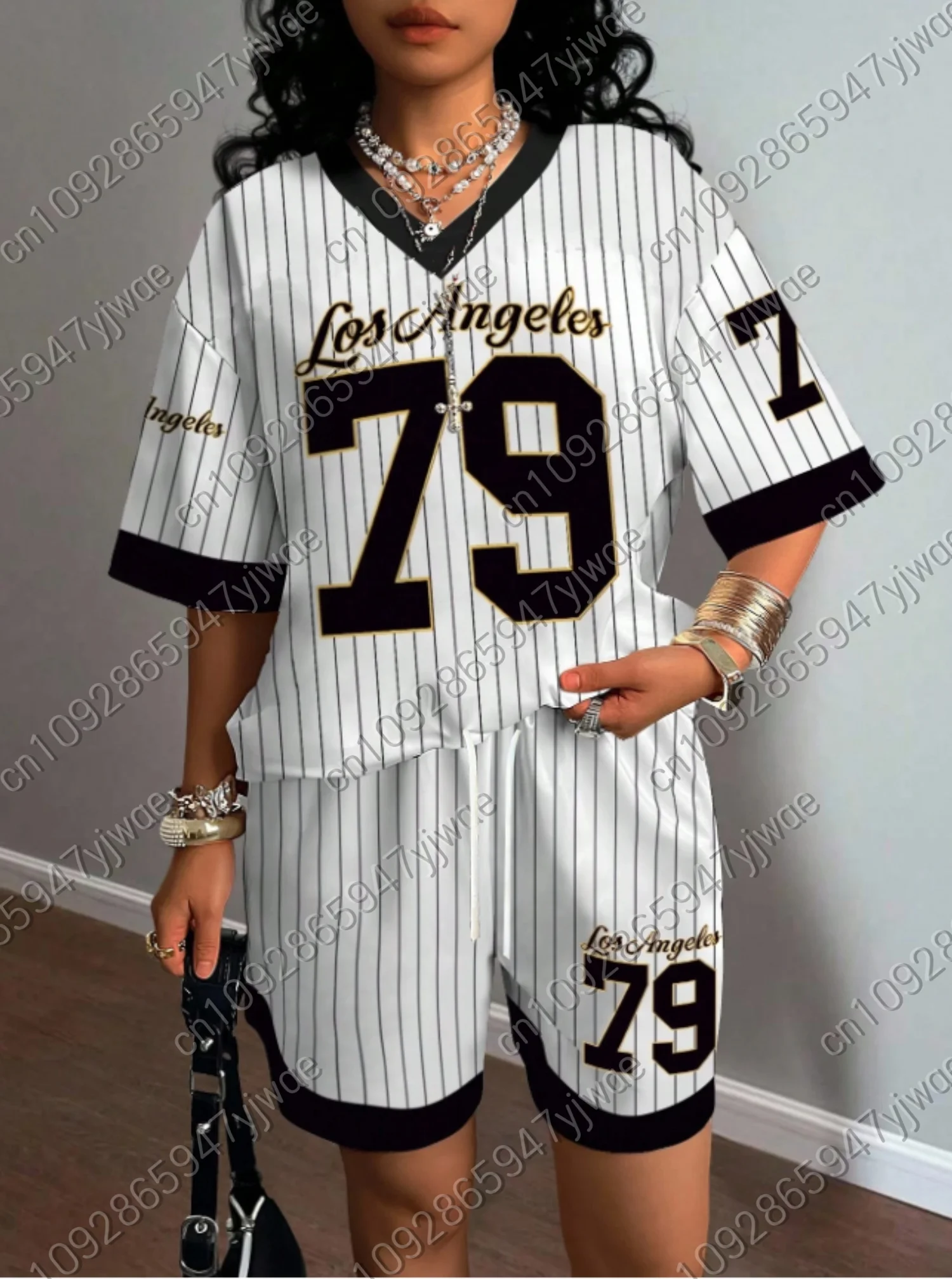 2025 Europa y Estados Unidos traje Casual para mujer camiseta + Pantalones cortos chándal para mujer conjunto de 2 piezas ropa para mujer