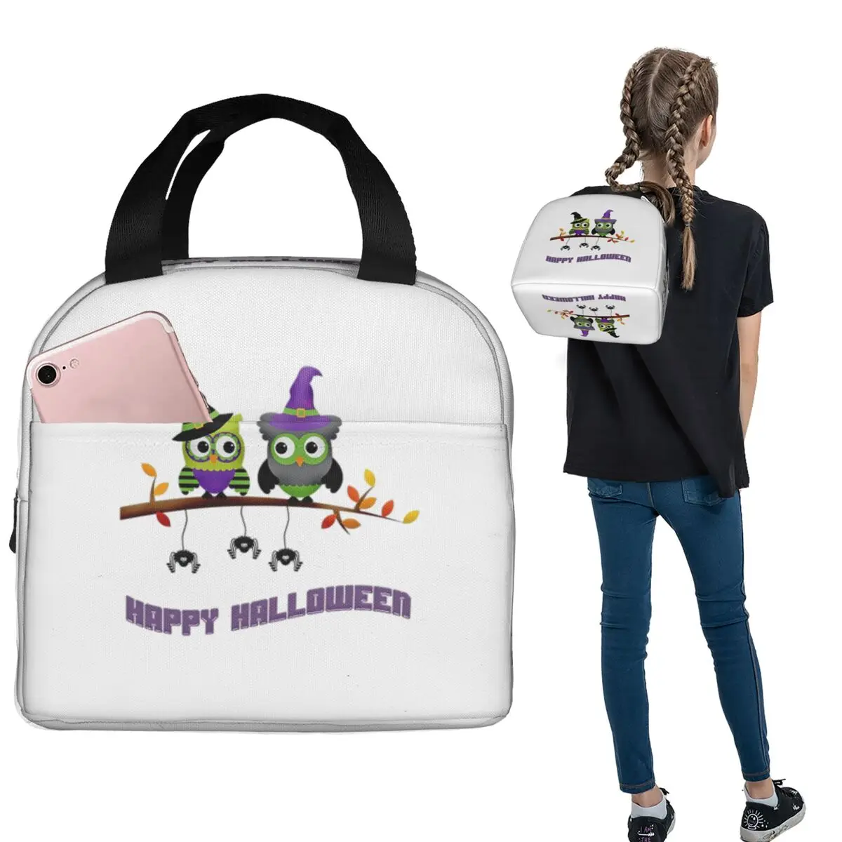 Duolingo Owl Duo Insulated Lunch Bag for Women Kids Portable Food Boxes Thermal Lunch Box Tote