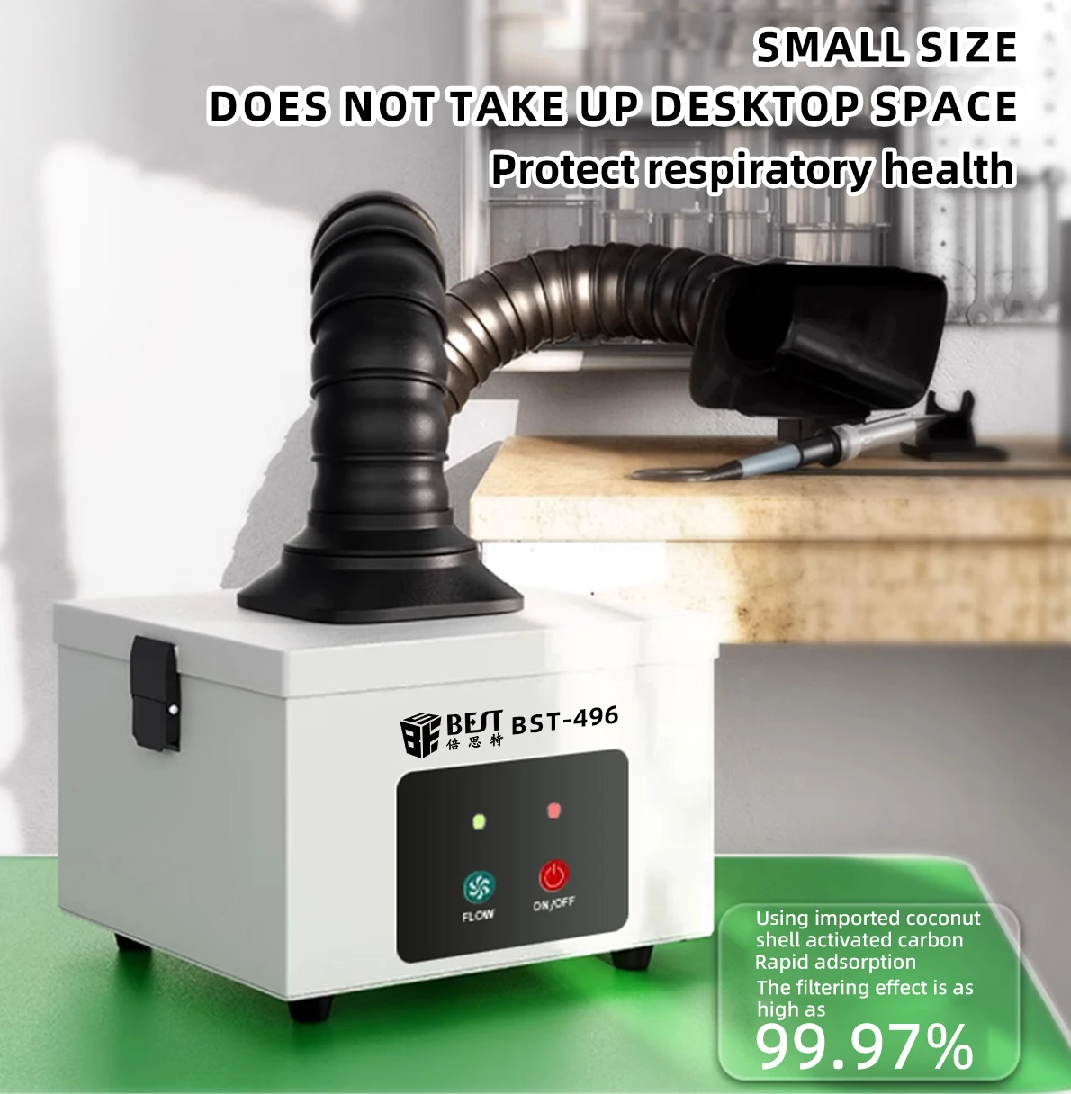 Machine à fumer au Laser, soudage à bras unique, Flexible, à faible bruit, échappement de fumée, offre spéciale, BST-496