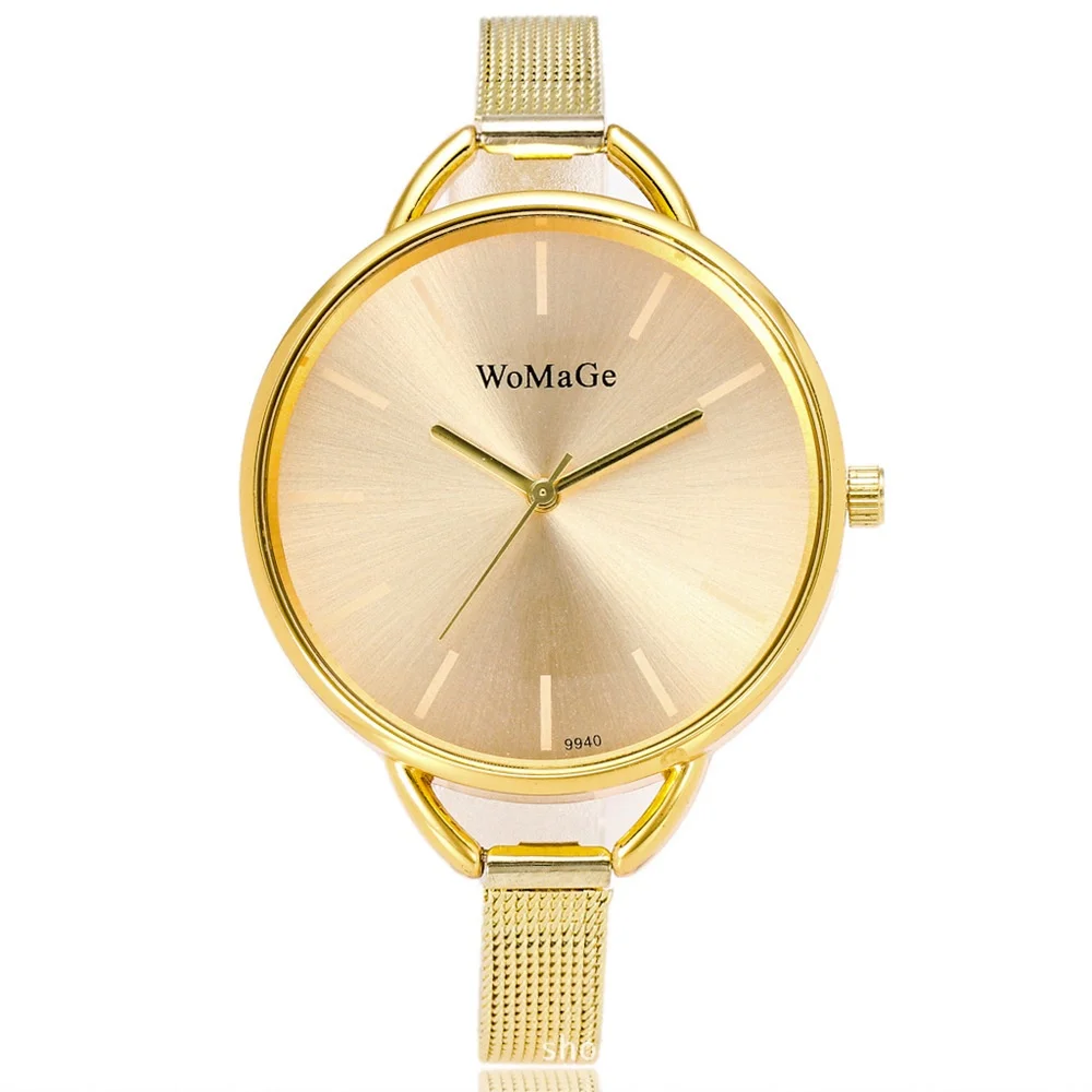 Luxury Fashion Gold Silver Watches Women Dress Quartz Wristwatches Ladies Stainless Steel Bracelet Wristwatch Female Clock