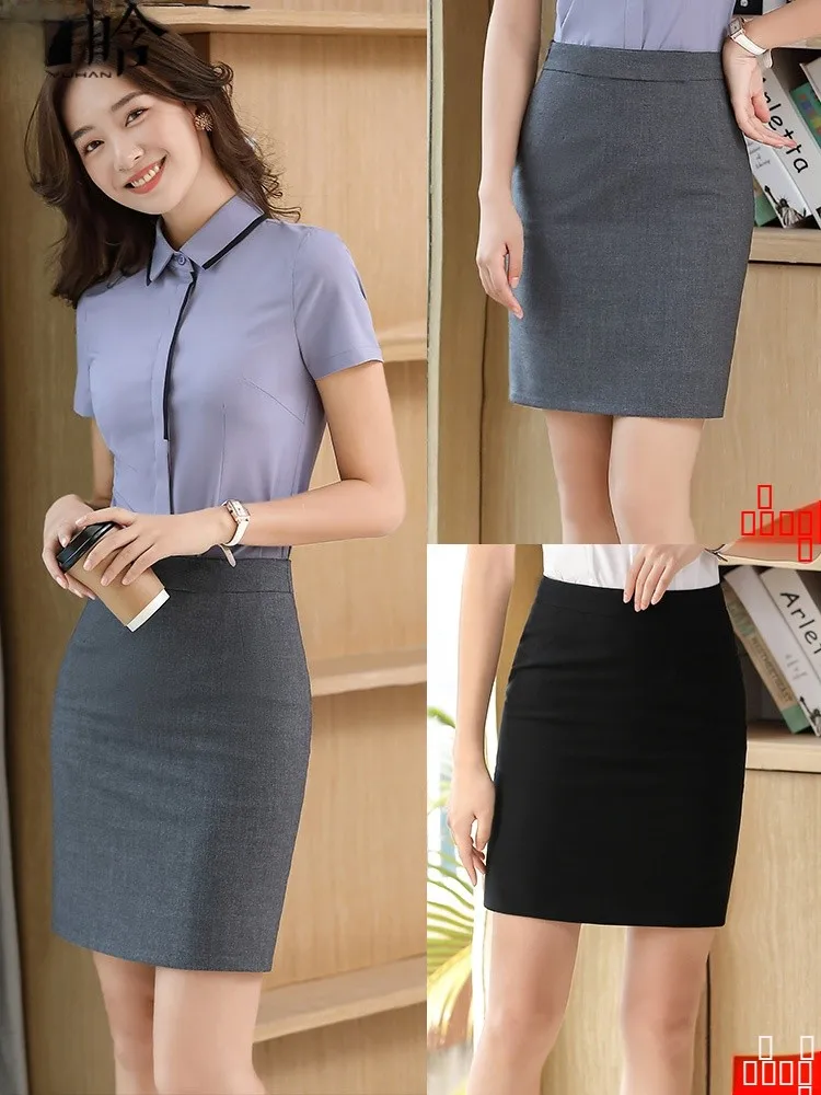 

ay Profional f-length Skirt Women's Summer Ladies Workwear Formal irt Set High-waisted A-line Skirt