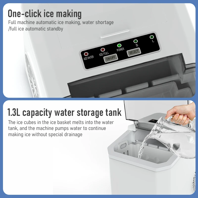 حار بيع 12 كجم/24 ساعة التلقائي المنزلية الصغيرة المحمولة آلة صنع الثلج قائما بذاته التلقائي السائل الفريزر مولد الثلج
