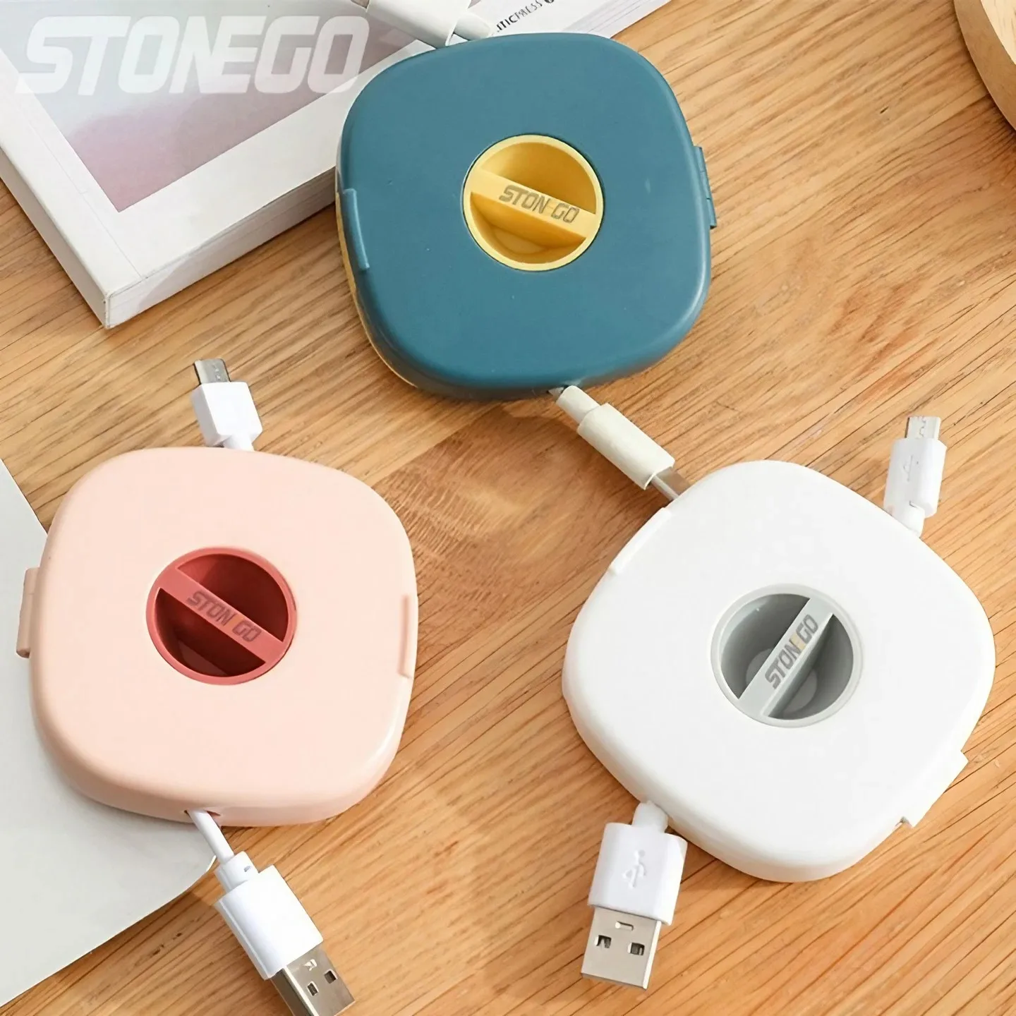 Portable Round USB Cable Winder Small Cable Organizer Rotating Data Cable Organizer Mobile Phone Mobile Charging Cable Winder