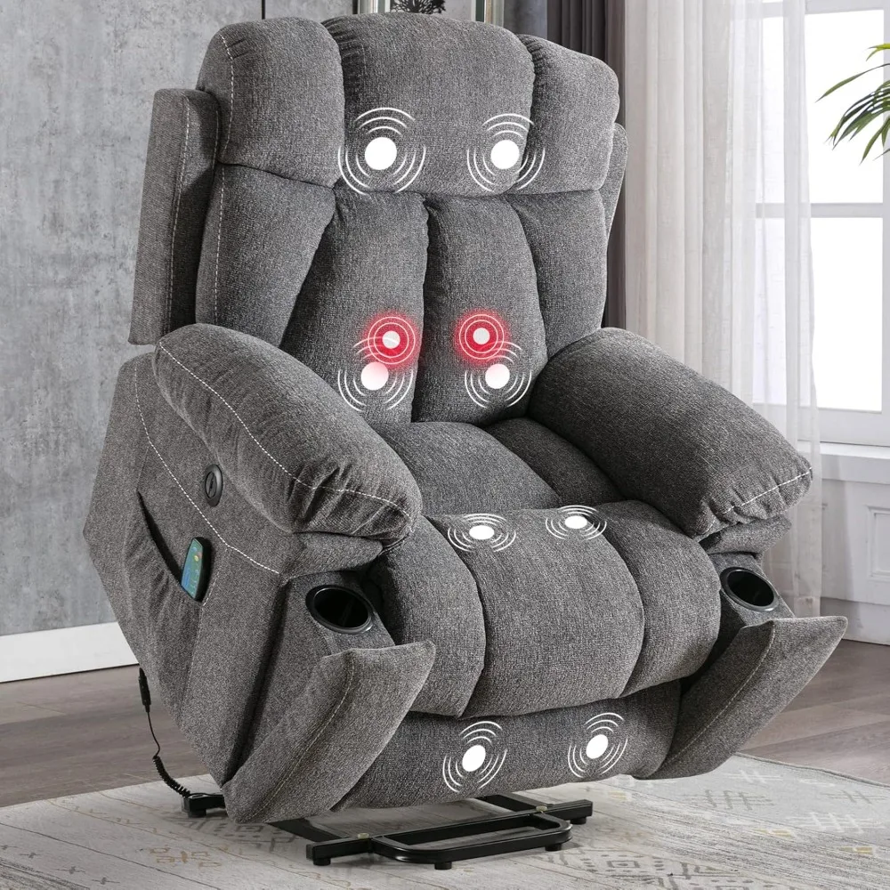 Recliner Chairs with Massage and Heat, Heavy Duty Motion Reclining Mechanism-Anti Skid Fabric Recliner Chair