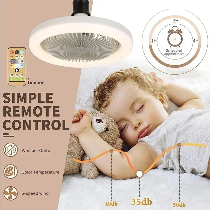 LED Fan Light with Remote Control and Lighting Base, 2-in-1 Ceiling Fan Light for Lighting