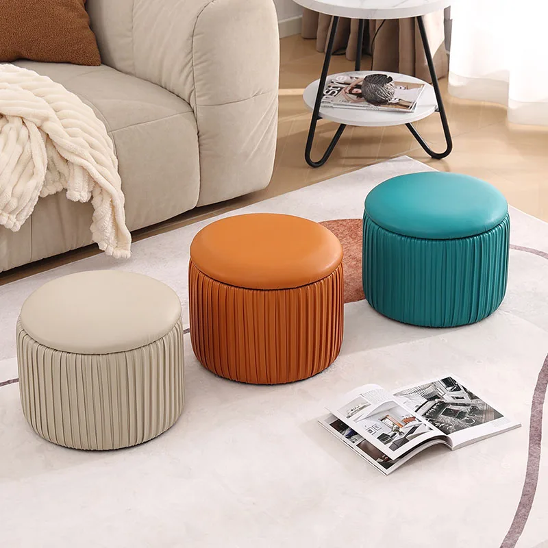 

Small Stool, Household Low Stool, Living Room Coffee Table Stool, Leather Stool at the Door, Shoe Changing Stool, Simple Modern Home Outdoor Stool.