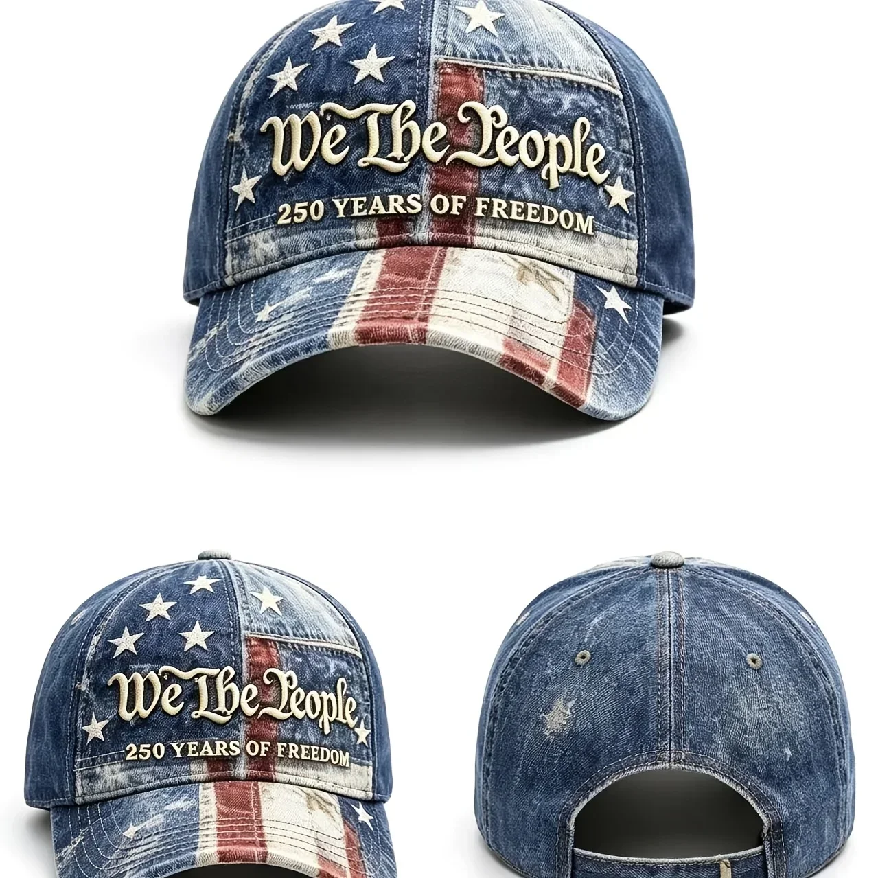250th Anniversary Flag Cap - Adjustable Breathable Hat Suitable For 4th Of July, 3D Printed Design National Emblem,Custom Hat