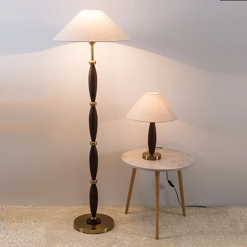 Creative Wood Grain Denier Shaped Bedroom Bedside Floor Lamp Table Lamp Retro Decor Iron Art Living Room Study Vertical Lamp