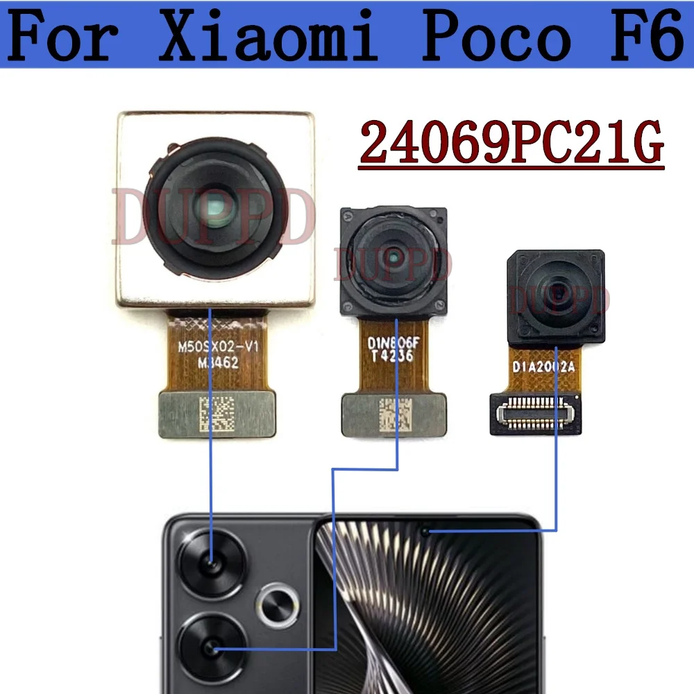 Front Rear Camera For Xiaomi Poco F6 24069PC21G Frontal Selfie Back Main Facing Wide Angle Macro Camera Flex Cable PocoF6