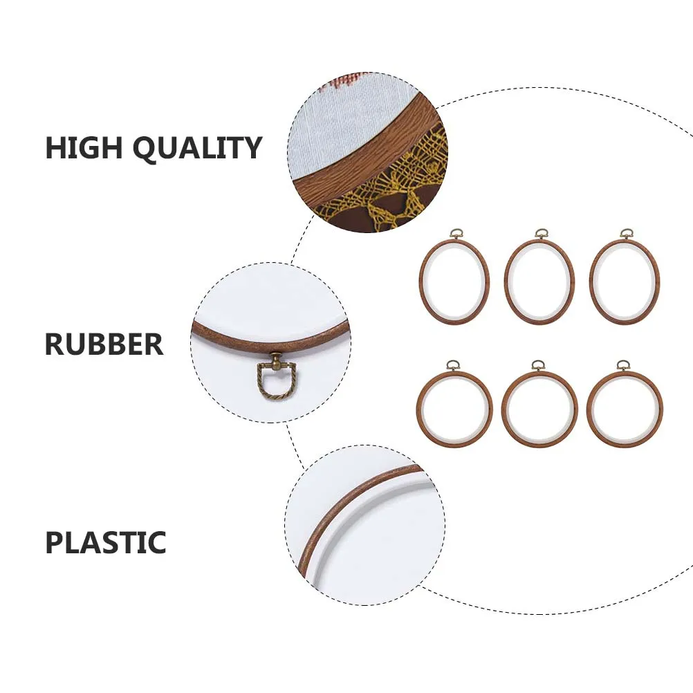 

6pcs Imitation Wood Embroidery Hoops Embroidery Frames Diy Craft Tool For Cross Stitch Fabric Fixator Home Office Decor