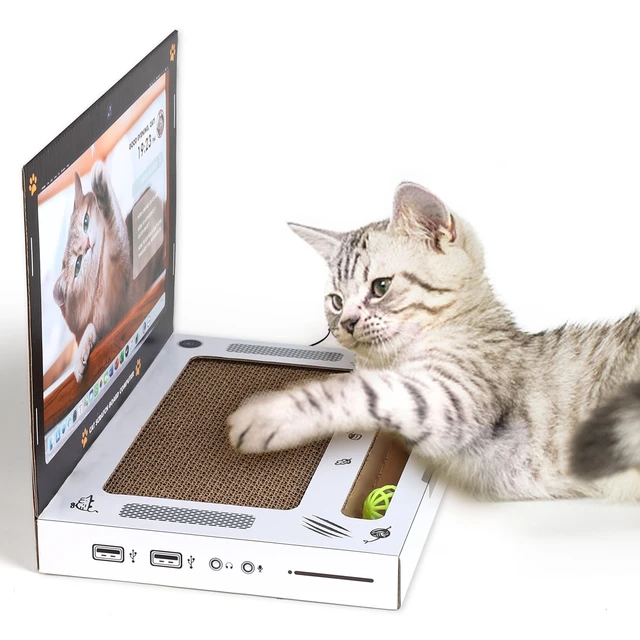 Laptop Cat Scratch Board With Mouse Lightweight Folding Cat Scratching Board Creative Pet Toys