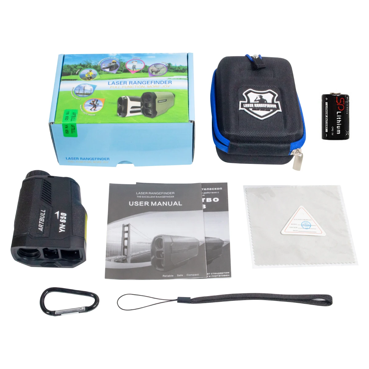 ARTBULL 650m Laser Golf Rangefinder Hunting Telescope with Slope Flag-Lock slope pin Outdoor Laser Distance meter