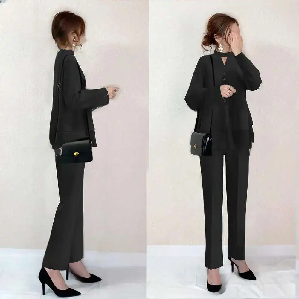 

2025 Autumn/winter New Round Neck Top+pants Two Piece Set