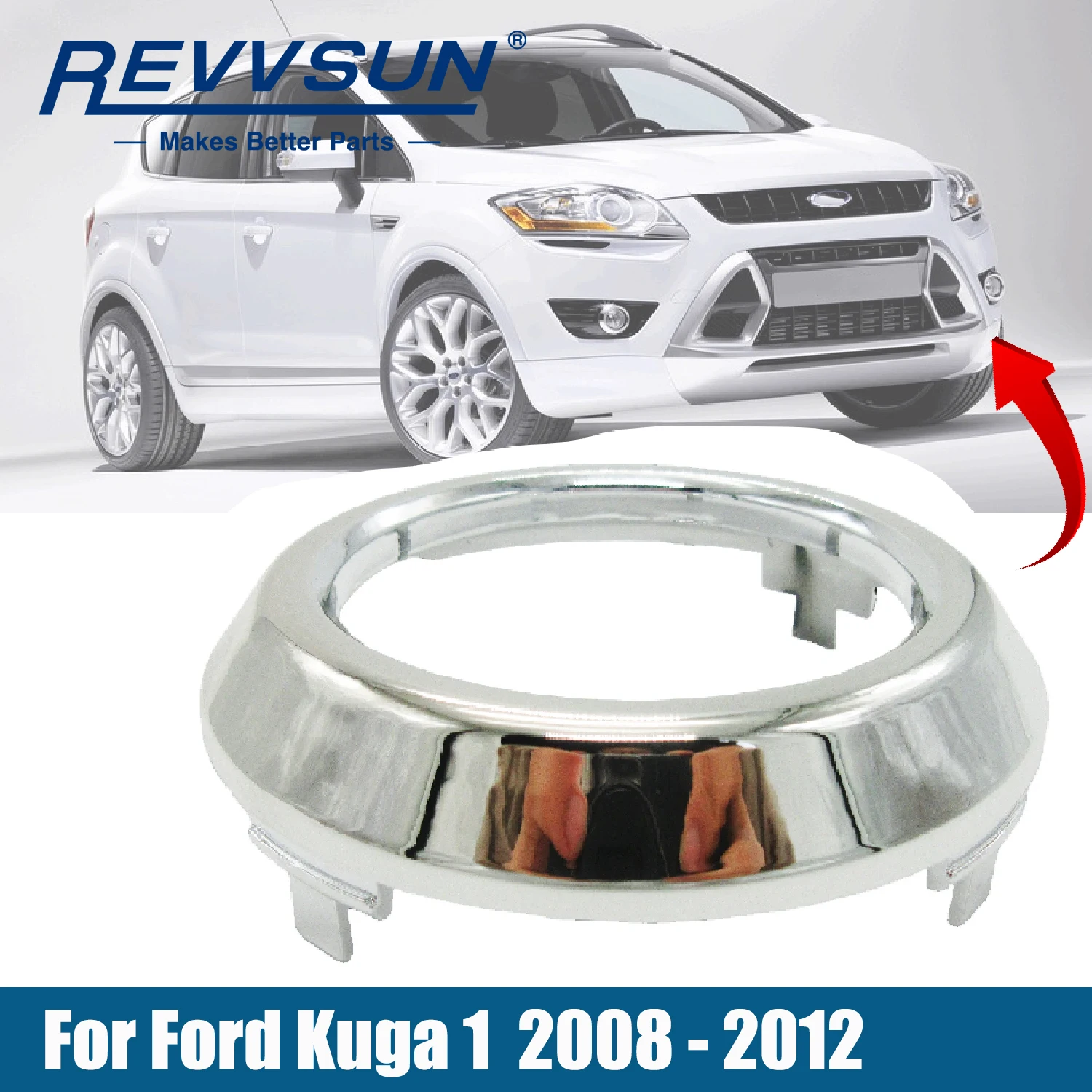 

Front Bumper Fog Light Grille Bezel Chrome Cover for Ford Kuga Mk1 2008-2012 Left Side Foglight Trim Housing 1494290 Replacement