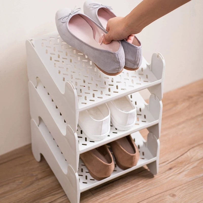 Stackable Shoe Storage Rack Hollow Pattern Footwear Holder for Home Bedroom Dormitory Closet Non Slipping Dropsale