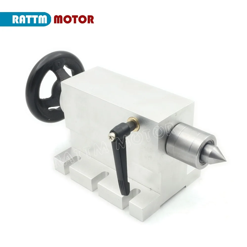 K11-80mm/100mm 3 Jaw Chuck 4th แกนหมุน + 65mm Tailstock CNC หัวแบ่งแกนหมุนชุดสําหรับ CNC Router แกะสลักเครื่อง