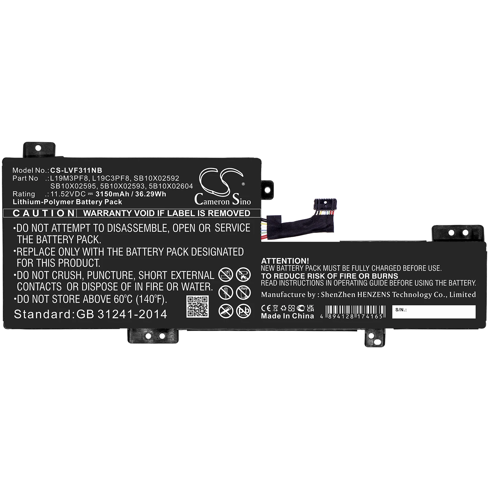

Li-Polymer Battery for Lenovo Notebooks and Laptops | 11.52V, 3150mAh | Compatible with IdeaPad Flex 3 11IGL05 (82B20024IV)
