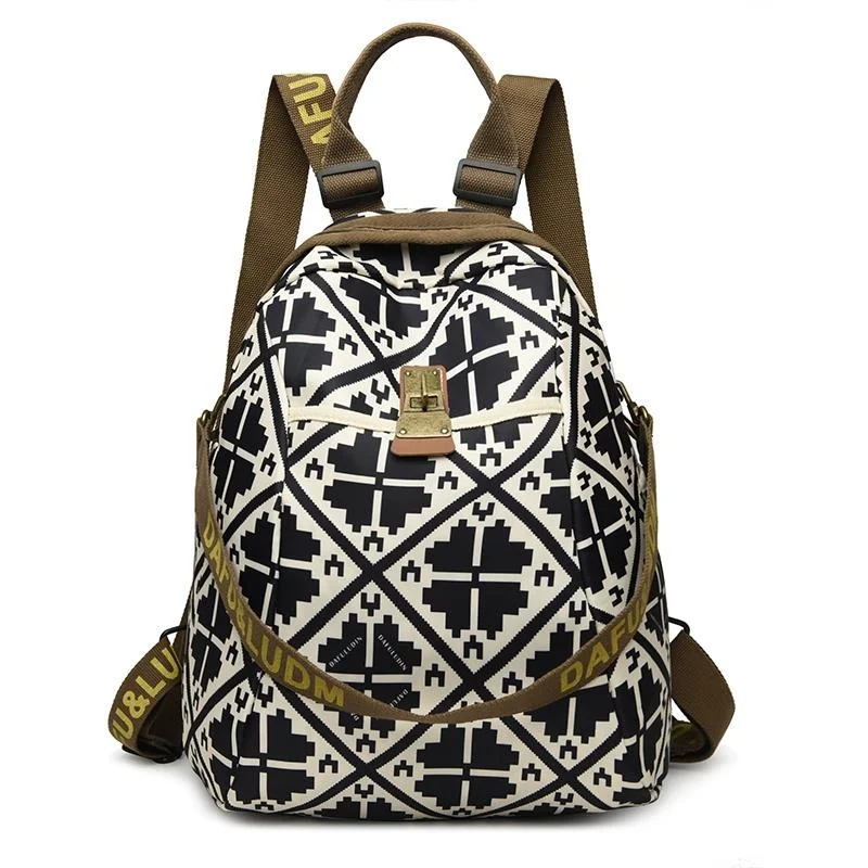 Large Capacity Lucky Four Leaf Clover Backpack for Women Casual Oxford Cloth Travel Bag Fashionable 2026 New Style Ladies Bag