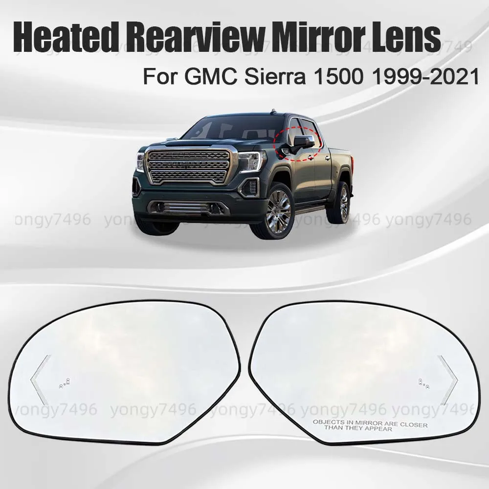

Car Wide Angle Heated Rearview Mirror Lens For GMC Sierra 1500 1999-2021 Cars Accessories Blind Spot Turn Signal Light Replace