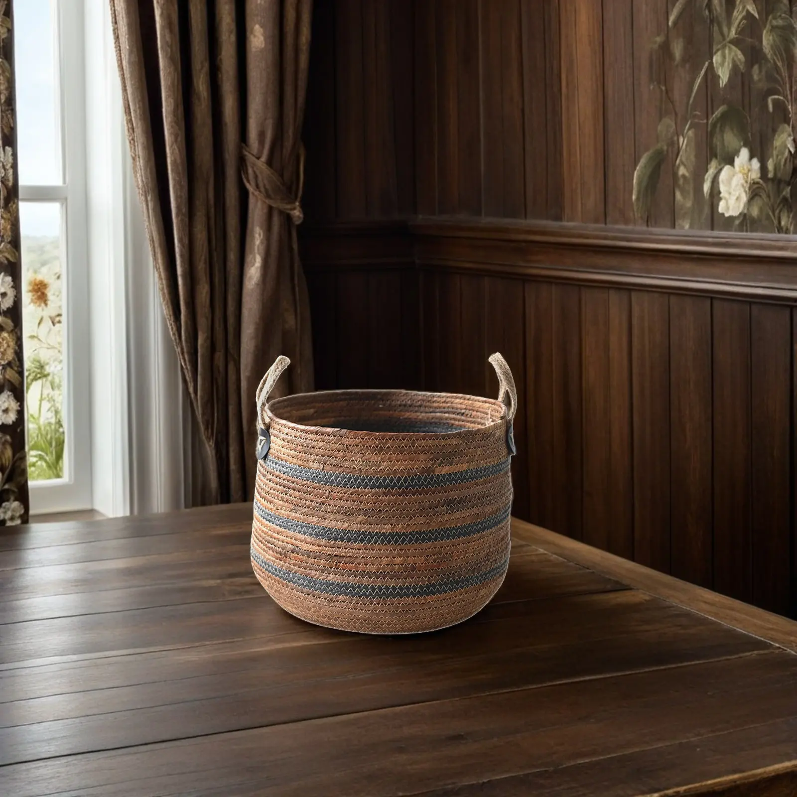 Large Woven Straw Laundry Basket Natural Fiber Storage Organizer for Blankets Clothes Sundries Home Decor Nordic Style Rustic
