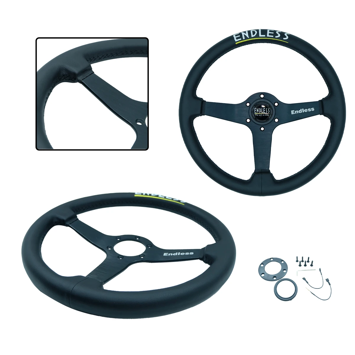 

14 Inch 350MM Endless Flat Aluminum Frame Modified Racing Game Steering Wheel