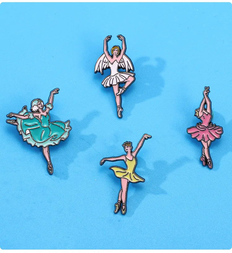 Creative Dancing Girl Ballerina Brooch Alloy Drop Oil Cartoon Badge Pin For DIY Bag Clothing Hat