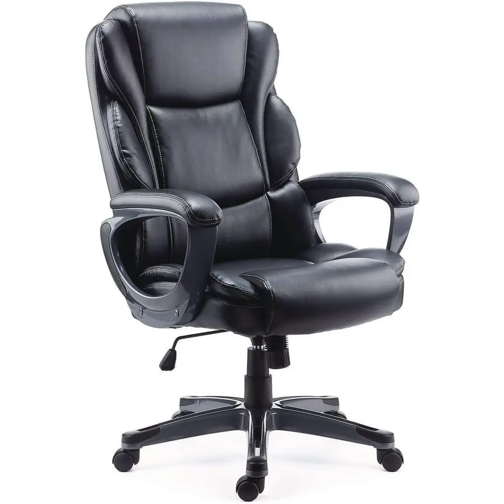 

High-Back Executive Computer Chair, Adjustable Seat Height, Supports Up to 275 lb, Black