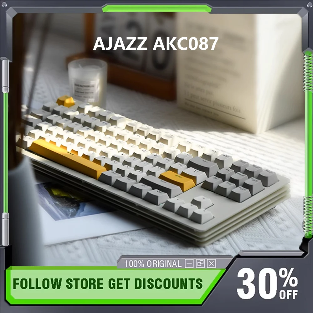 

Ajazz Akc087 Механическая клавиатура Беспроводная трехрежимная RGB горячая замена Аксессуары для ноутбуков ПК Киберспорт Игровой комплект Bluetooth-клавиатуры