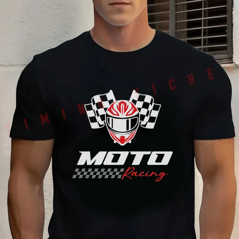

2026 Men T Shirt Moto Race Logo Design Motor Sport T-shirt Cotton Summer Casual O-neck Short Sleeve Tees
