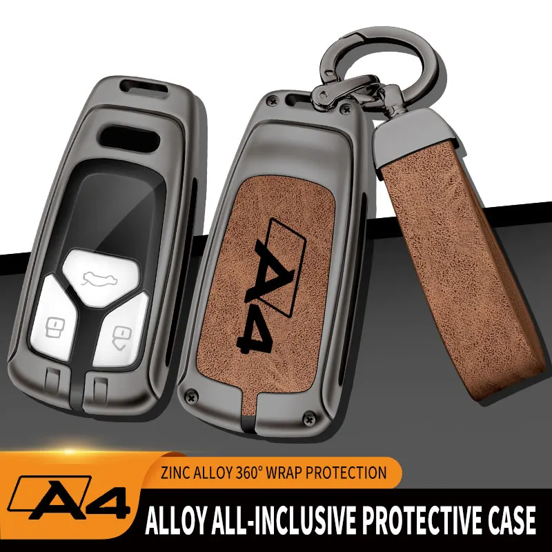 Car Accessories Key Chain Metal leather Key housing Gentleman Keyring For Audi A1 A3 A4 A5 A6 A7 A8 Q3 Q5 Q7 Q8 TT B4 B5 B6