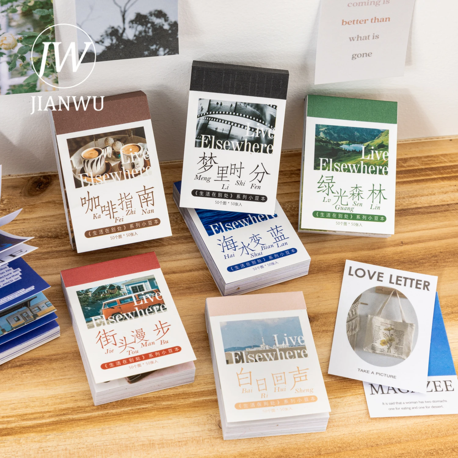 JIANWU Live Elsewhere Series Vintage Landscaping Material Collage Sticker Book Creative DIY Journal Scrapbooking Stationery