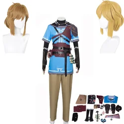 Disfraz Zelda Breath of the Wild Link para niños y adultos, traje Cosplay con peluca, camisa, capa, accesorios para fiesta