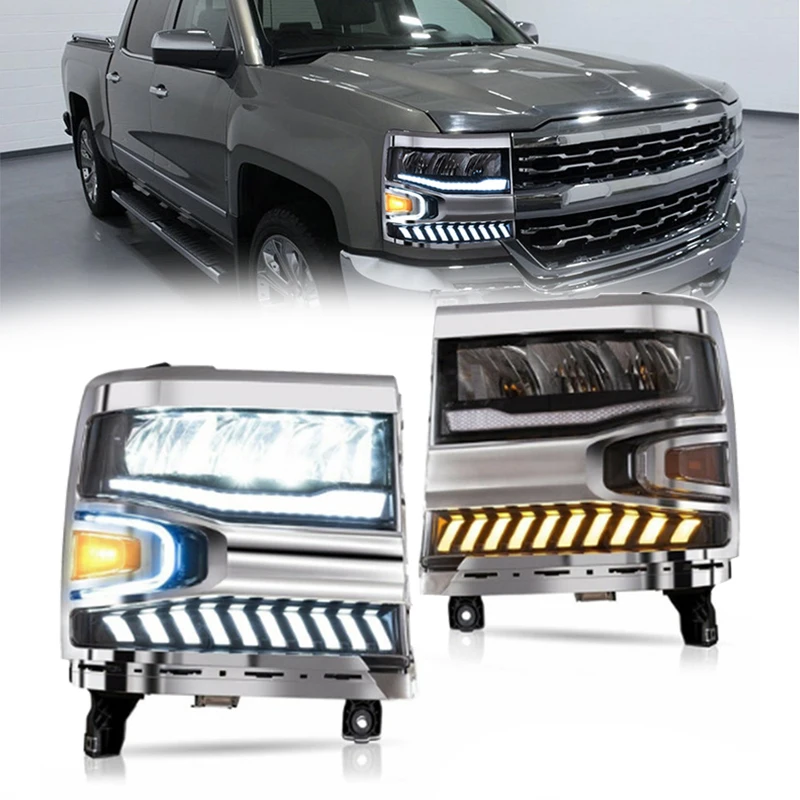 

Для Chevrolet Silverado 1500 2016 2017 2018 полностью светодиодные фары для Chevy Silverado Base High Country DRL фары в сборе