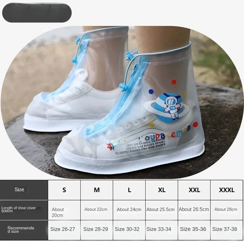 Stagione delle piogge bambini Cartoon scarpe impermeabili Overshoes Galoshes bambini cerniera antiscivolo scarpe da pioggia elastiche Cover per