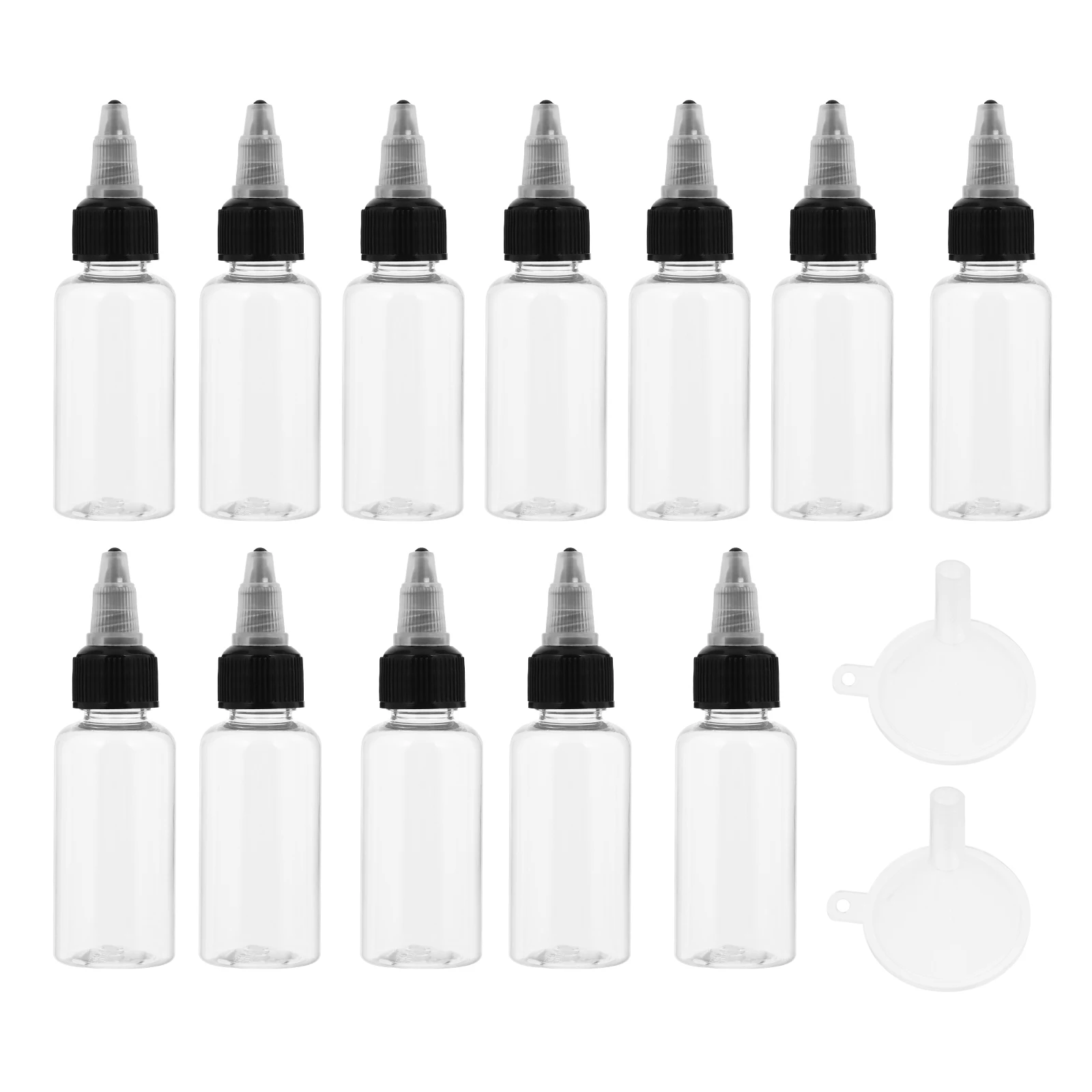 

12pcs Plastic Ink Bottles Transparent Squeeze Containers Pointed Mouth for Pigment Liquid Storage Dispenser Tattoo Supplies