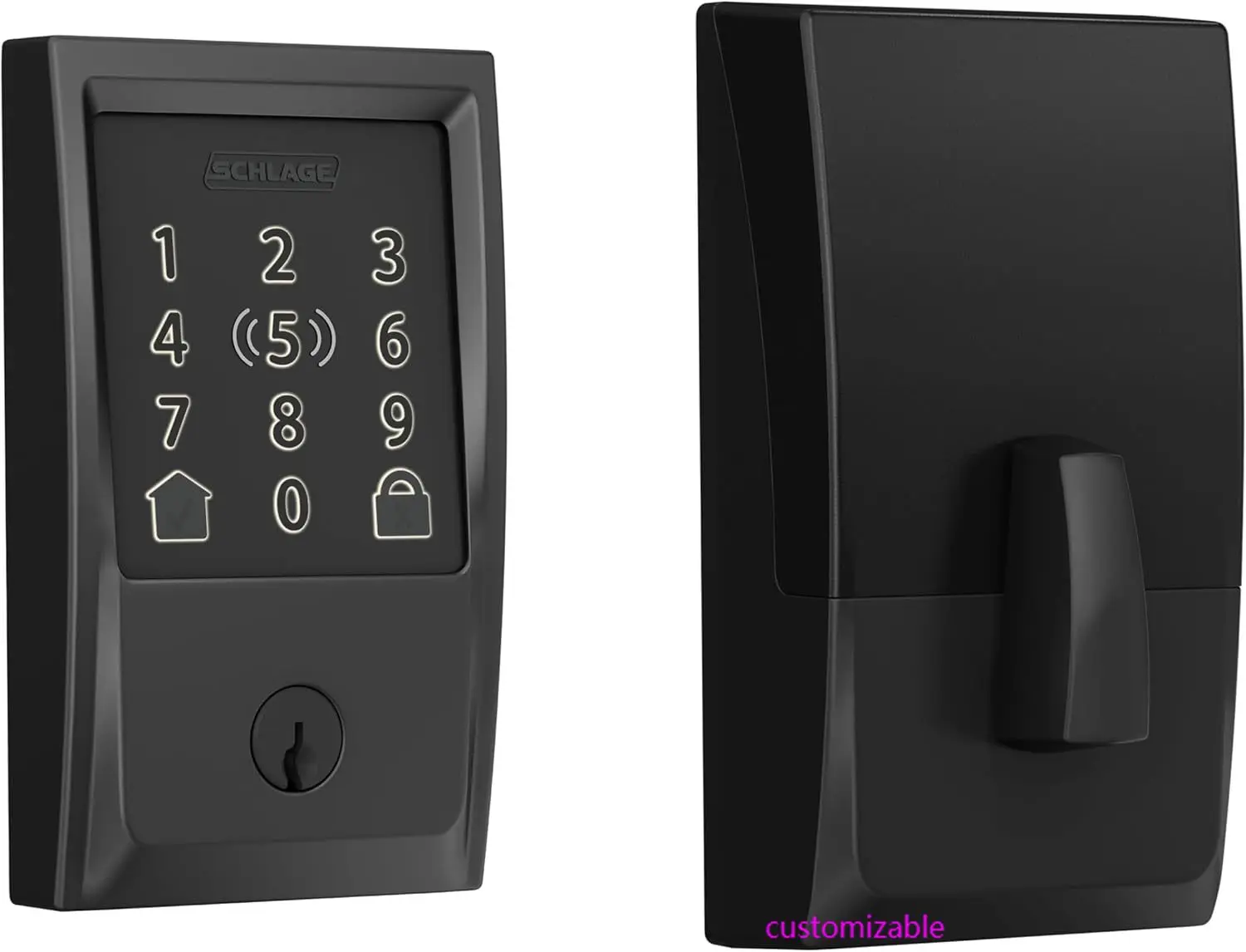 

BE499WB CEN 622 Encode Plus WiFi Deadbolt Smart Lock, Keyless Entry Touchscreen Door Lock with Century Trim, Matte Black