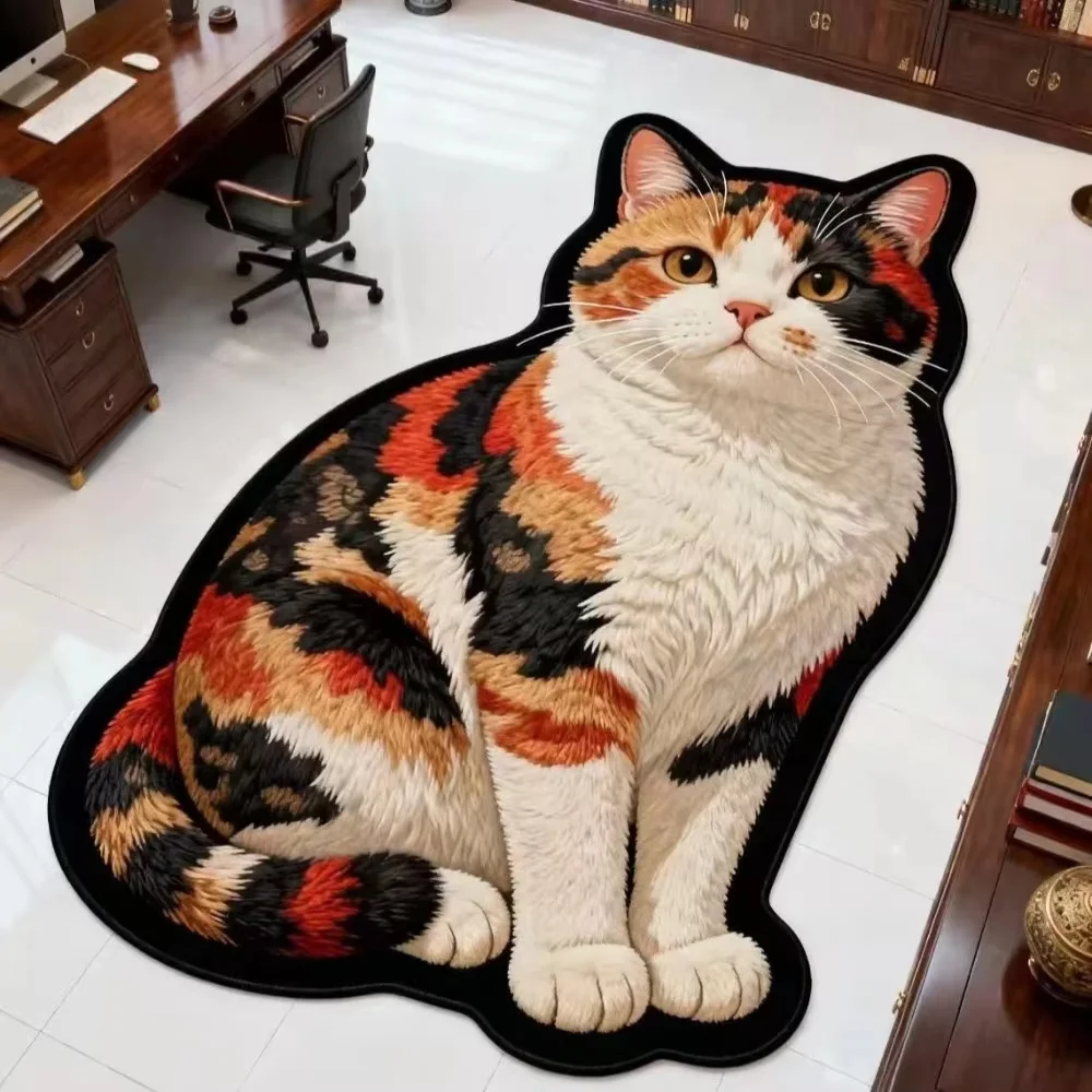VIKAMA Cartoon Cat Dog Special Shaped Rug Non Slip 2D Doormat Absorbent Floor Mat Bedroom Living Room Home Decor Carpet