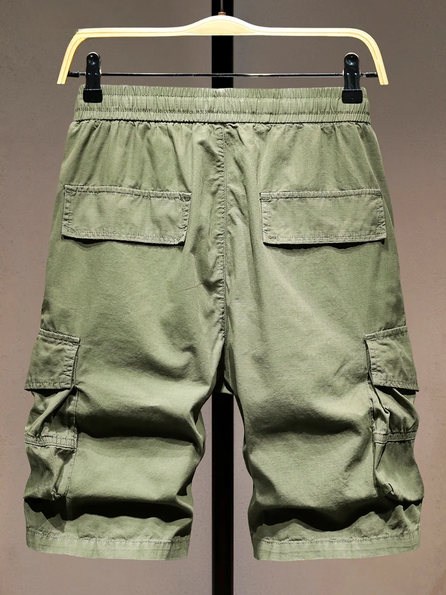 

Удобные облегающие рабочие шорты для мужчин: модные, с множеством карманов, дышащие, легкие, с эластичным поясом, в американском ретро-стиле, пятикарманные.