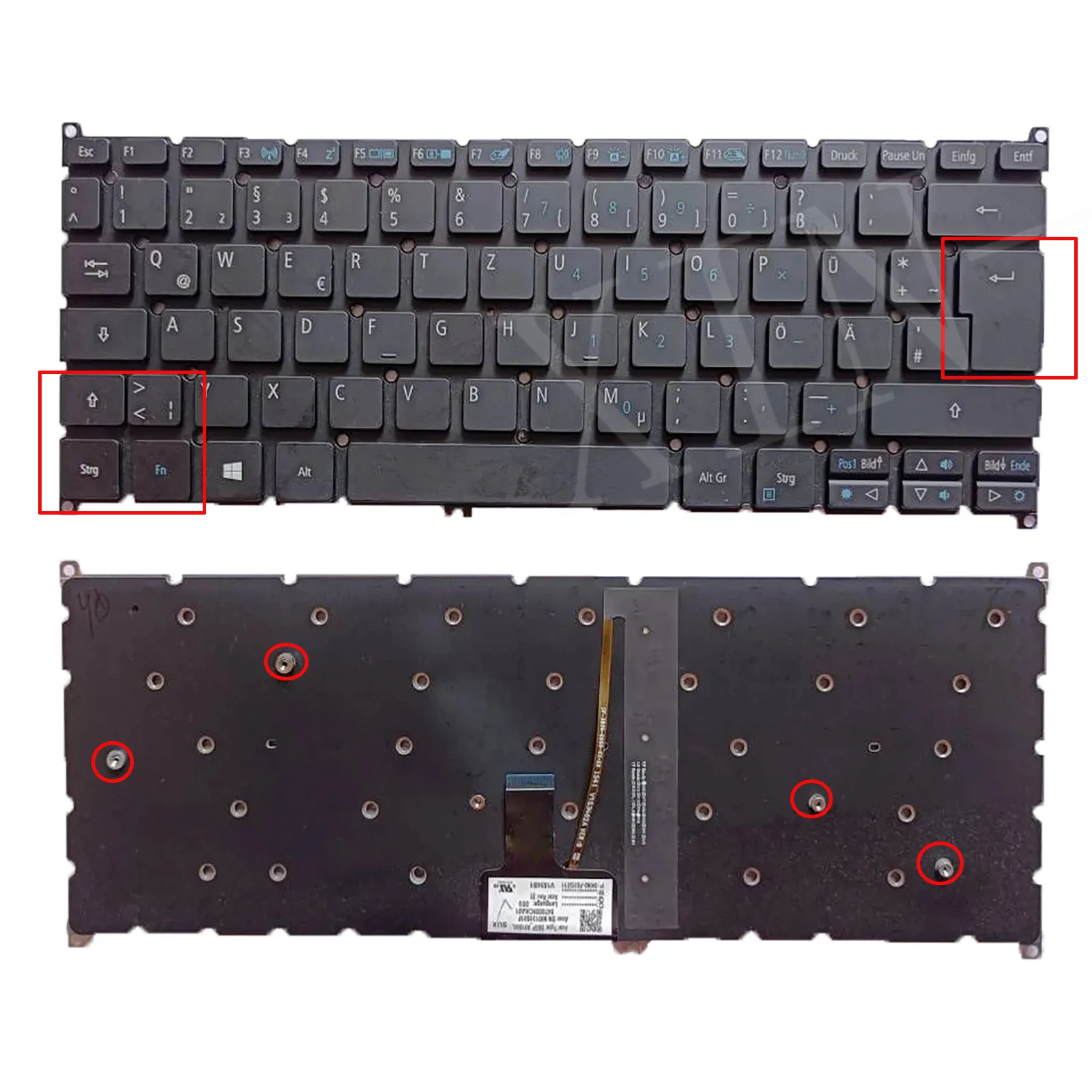 German Backlit Keyboard  For Acer Aspire R5-431T R5-471T R7-372T GR