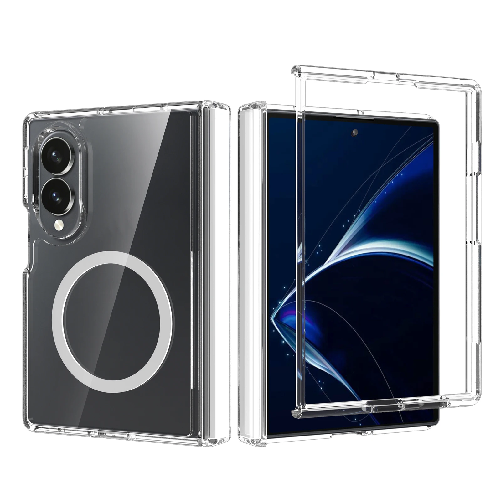Magnetic Skin-feel Shockproof Transparent Case for Samsung Z Fold 8 Wide Hinge Protection‌ for Magsafe Anti-yellowing Slim Cover