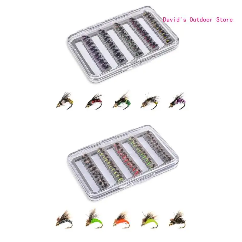 

50Pcs/set Dry/Wet Flies Swimbaits Boat Topwater Fishing Insect Fly Fishing Lures X3UA