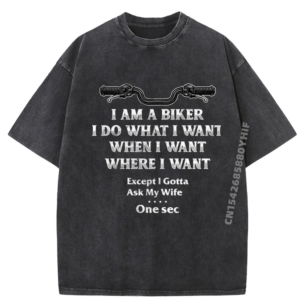 Latest Graphic T-shirts For Men I Am A Biker I Tops & Tees Mens Retro Washed Tee Shirt Letter Printed Tops