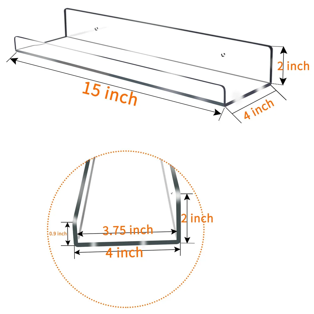 Floating Shelves Clear Acrylic Shelves Invisible Floating Wall Ledge Thick Shelves Wall Mounted Bathroom Kitchen Organizer