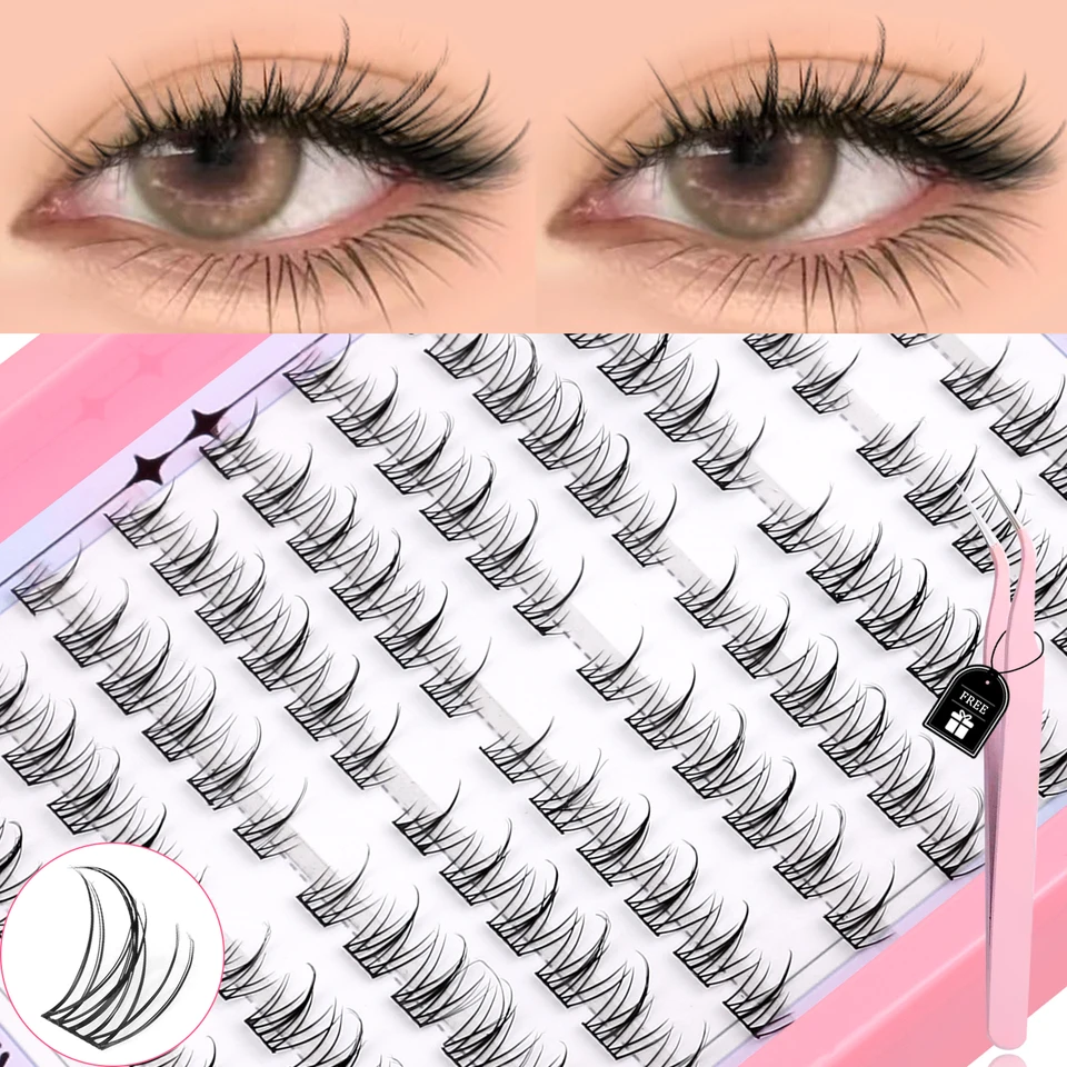 GROINNEYA Pestañas Naturales Clusters Curvatura C Estilo Manga Suaves Cruzadas Delicadas Pestañas Individuales Anime Extensiones de Pestañas Maquillaje de Ojos 2
