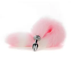 Metal Anal Plug with Artificial Fox Tail Multi-color Splicing Tail Anal Plug Sex Product