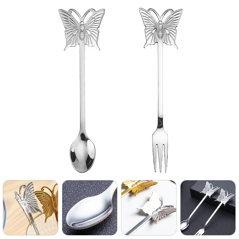 

Butterfly Fork Spoon Set Stainless Steel Lightweight Convenient Flatware for Hotels Restaurants Daily Use