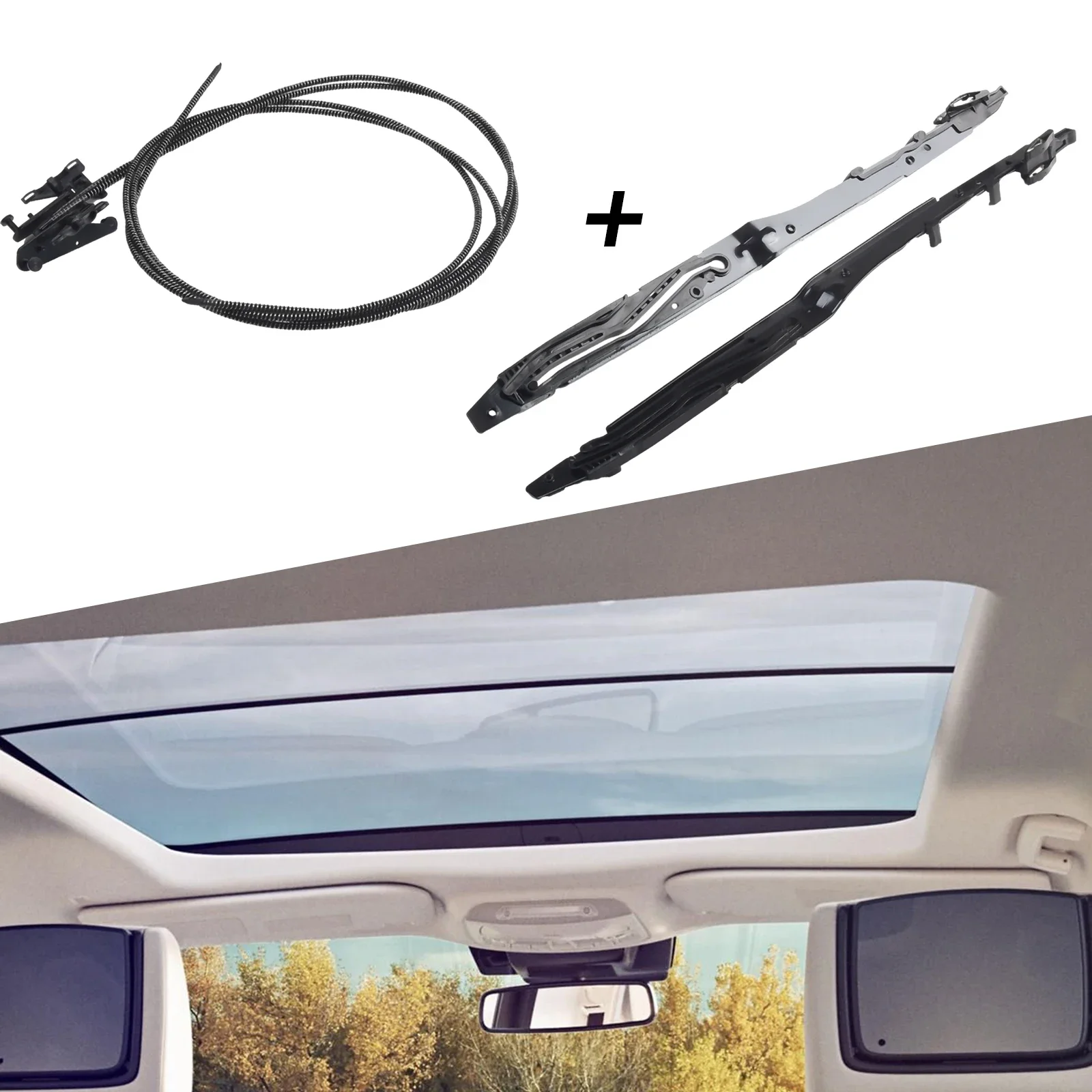 Sturdy Sunroof Glass Cables+Track Assembly for Ford F150 F250 F350 F450  Long lasting Replacement Kit  Compatible Models