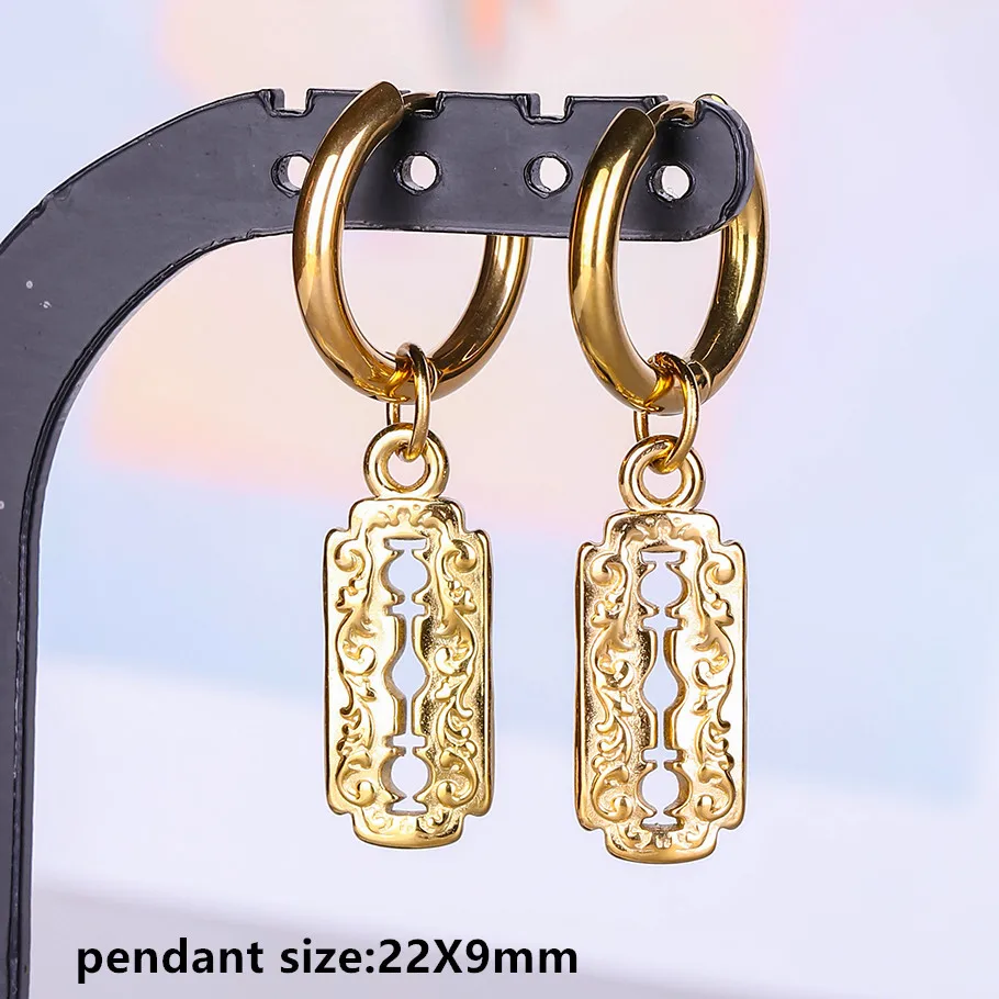 Engelskreuz Alien Anhänger Creolen Stern Schwert Bogen Edelstahl Runde Ohrringe für Damen Herren Schmuck Piercing Aretes Geschenk – Detail 19